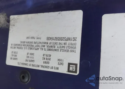 2005 Chevrolet Impala z USA, uszkodzony, nr VIN 2G1WF52E659216438